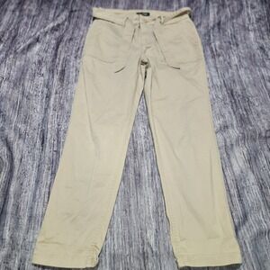 Lee Regular‎ Fit Slim Ankle Mid Rise Belted Women's Khaki Casual Pants Size 6